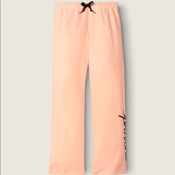 ๐VS PINK PEACH BLACK SCRIPT LOGO BOYFRIEND PANTS - Picture 4 of 7